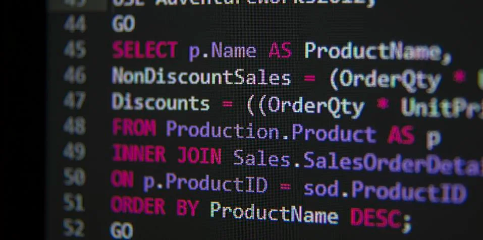 Structured sql code on monitor 写真素材