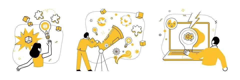 Structured thinking. Innovation transforms into opportunities in crucible s.. Illustrazione stock