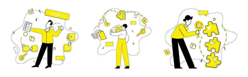 Structured thinking. Structured thinking metaphorically dances with creativ.. Stock Illustration