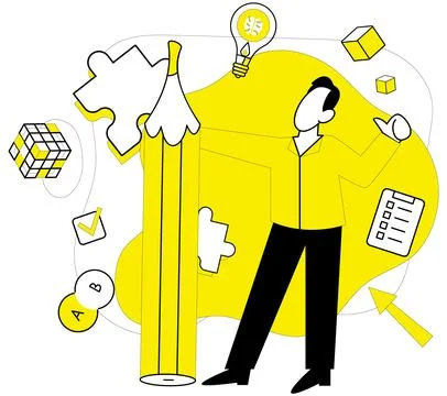 Structured thinking. Structured thinking metaphorically dances with creativ.. 스톡 일러스트