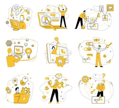 Structured thinking. The tapestry achievement is woven from threads structu.. Stock Illustration