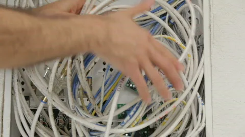 Structured wiring panel mess Stock Footage 570635