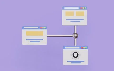 A structured workflow representing system processes, Flow connections 库存插图