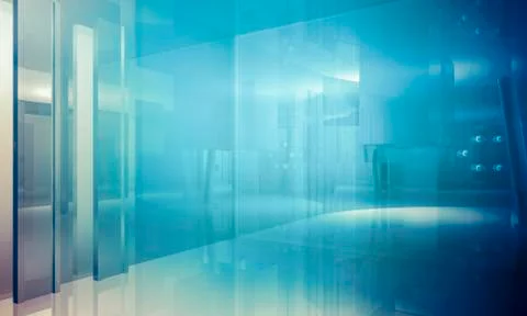 Structure.empty office with columns and large windows, indoor building. busin Ilustración de archivo