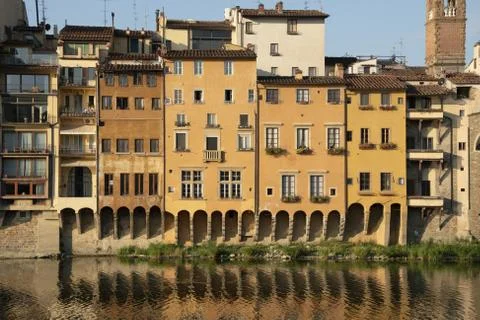 Structures along the Arno River in Florence Stock-Fotos