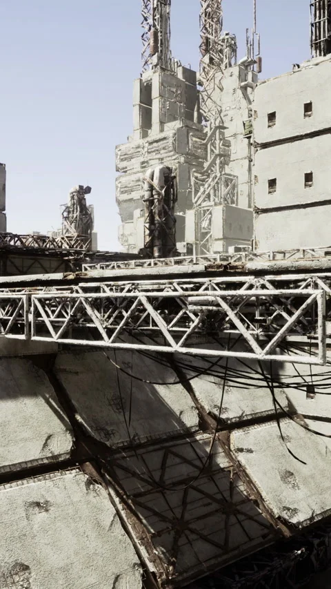 Structures and machinery in an industrial area during daytime Stock Footage 334171238