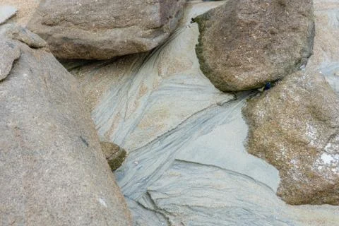 Structures visisble at low tide Stock Photos