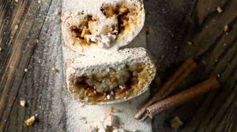 Strudel with apples and nuts. Stock Footage 65710018