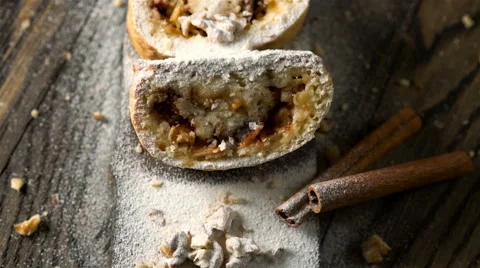 Strudel with apples and nuts. Stock Footage 65710425