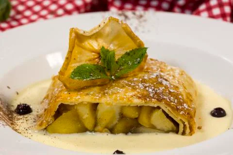 Strudel with apples Stock Photos