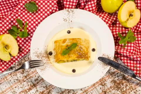 Strudel with apples Stock Photos