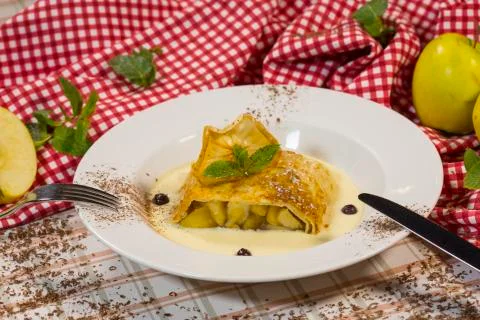 Strudel with apples Stock Photos