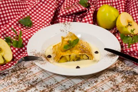 Strudel with apples Stock Photos