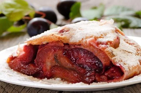 Strudel with plums Stock Photos