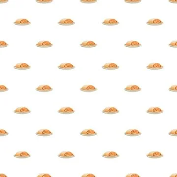 Strudel slices on plates repeating seamless pattern Stock Illustration