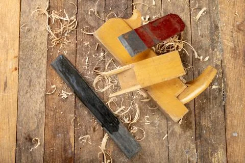 Strug in an old carpentry workshop. Sharpening and conservation of the old ca Stock Photos