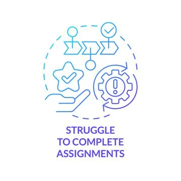 Struggle to complete assignments blue gradient concept icon Stock Illustration
