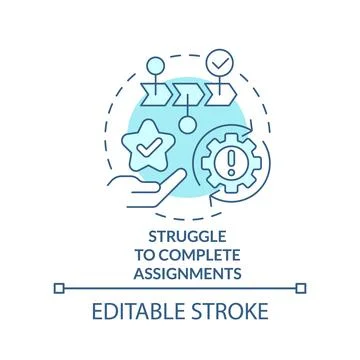 Struggle to complete assignments turquoise concept icon 스톡 일러스트
