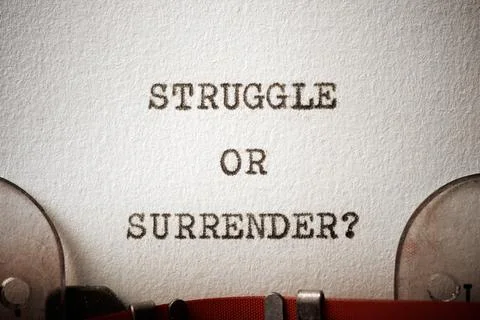 Struggle or surrender question phrase Fotos Stock