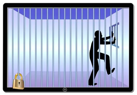 Struggle to overcome computer addiction Stock Illustration