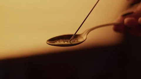 Struggles with meth addiction and the reality of using syringes and spoons Stock Footage 319903794