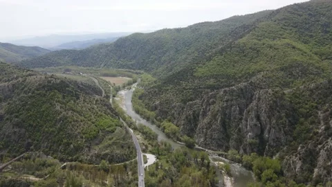 Struma River passing through the Kresna Gorge, Bulgaria Stock Footage 239613825