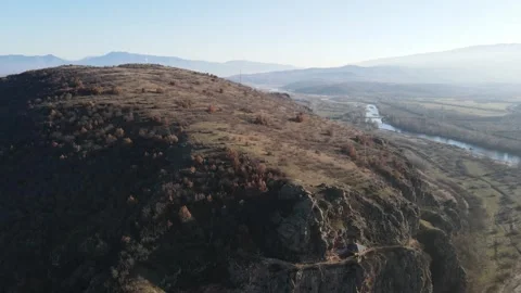 Struma river passing through the Petrich valley, Bulgaria Stock Footage 273296312