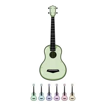 Strumming ukulele cartoon vector graphic Stock Illustration