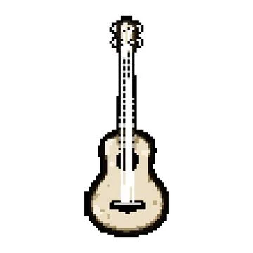 Strumming ukulele pixel art vector illustration 스톡 일러스트