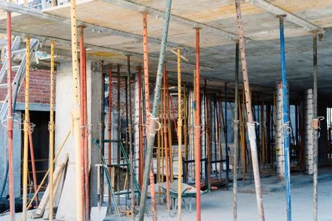 Struts in building structure under construction Stock Photos