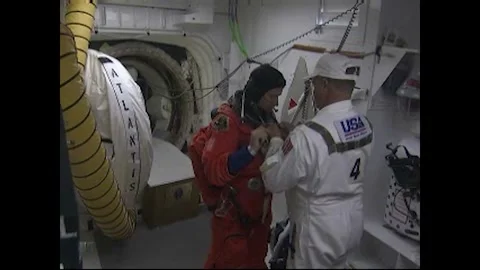 STS-125 mission Pilot Greg Johnson preparing to board the Space Shuttle Atlantis Stock Footage 283460462