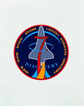 The STS-95 patch, designed by the crew, is intended to reflect the scienti... Stock Photos