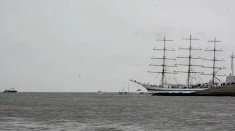 STS Mir leaving the harbour during the Sail Den Helder 2003 Stock Footage 30439488