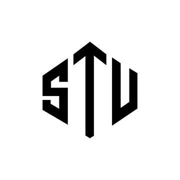 STU letter logo design with polygon shape. STU polygon and cube shape logo .. Stock Illustration