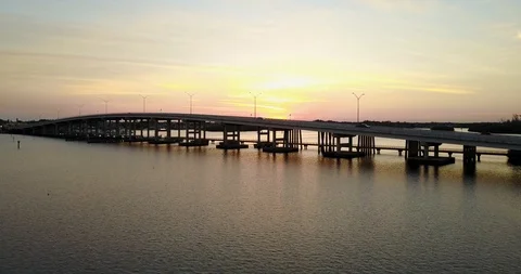 Stuart Florida Bridge at Sunrise Stock Footage 89690446