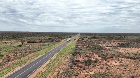 Stuart Highway Through Remote Red Australia Northern Territory Outback Desert Video stock 332620937