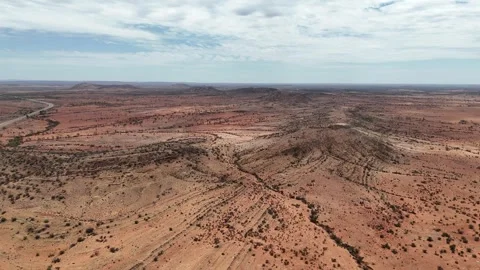 Stuart Highway Through Remote Red Australia Northern Territory Outback Desert Video stock 332621082