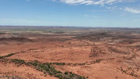 Stuart Highway Through Remote Red Australia Northern Territory Outback Desert Video stock 332621109