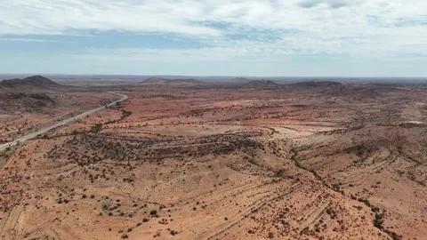 Stuart Highway Through Remote Red Australia Northern Territory Outback Desert Video stock 332621136