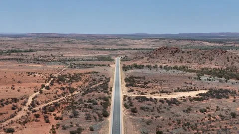 Stuart Highway Through Remote Red Australia Northern Territory Outback Desert Video stock 332621240