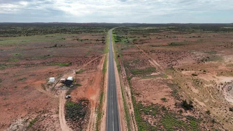Stuart Highway Through Remote Red Australia Northern Territory Outback Desert Video stock 332621299
