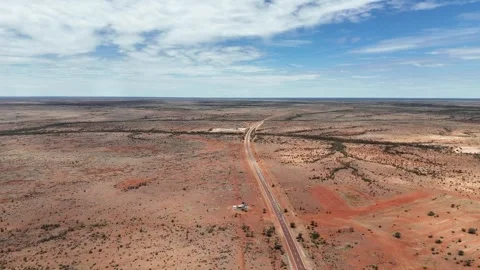 Stuart Highway Through Remote Red Australia Northern Territory Outback Desert Video stock 332621303