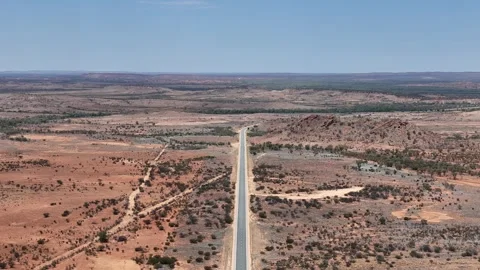 Stuart Highway Through Remote Red Australia Northern Territory Outback Desert Video stock 332621398