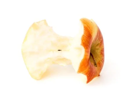 Stub of a red apple isolated Stock Photos