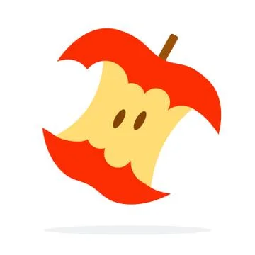 Stub of a red apple vector flat isolated Stock Illustration