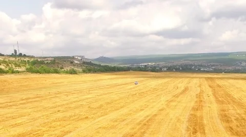 Stubble Wheat Field At Beautiful Hilly Terrain Stock-Footage 55292109