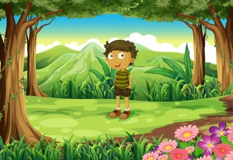 A stubborn child at the forest Stock Illustration