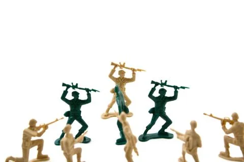 Stubborn concept - plastic armymmen Stock Photos