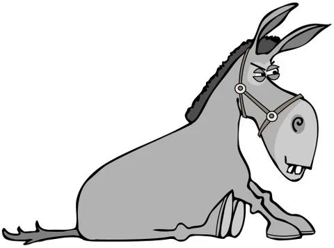 Stubborn donkey Stock Illustration