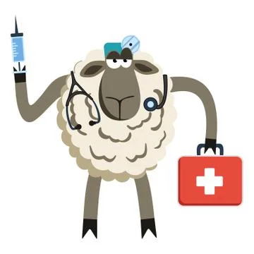 Stubborn Lamb Doctor Vector Stock Illustration